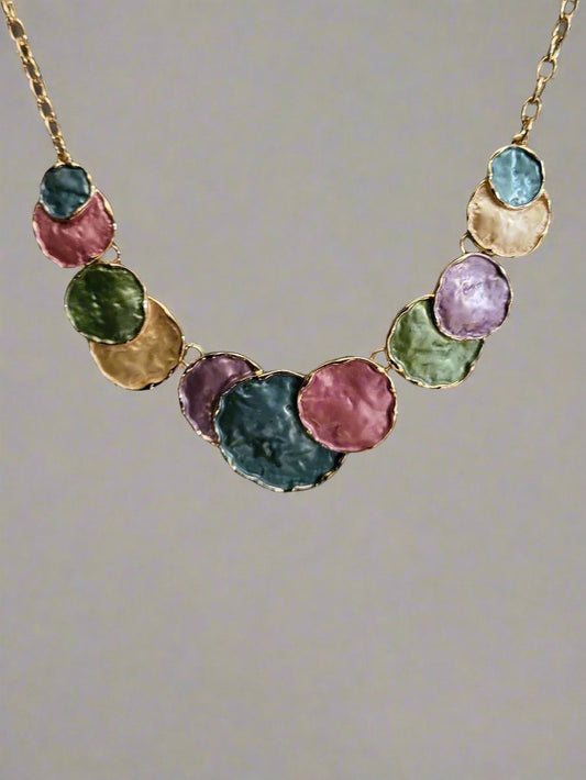 Multi-Coloured Disc Necklace Set