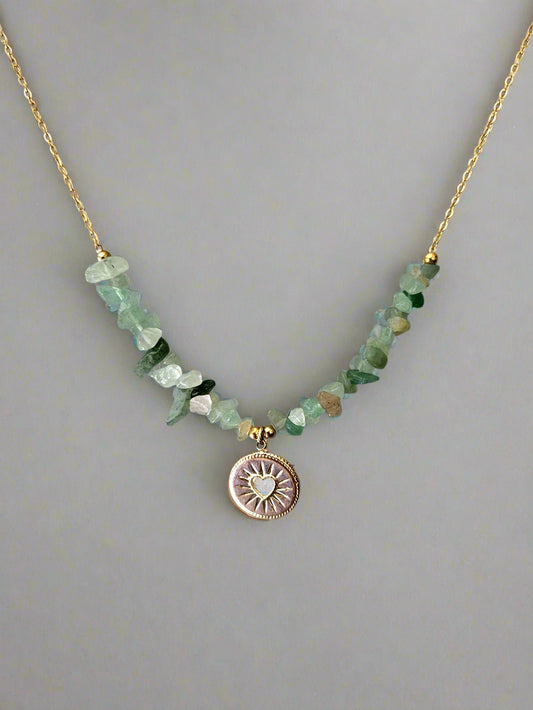 Green Aventurine And Gold Chain Necklace