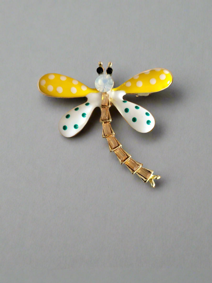 Yellow Spotty Dragonfly Brooch