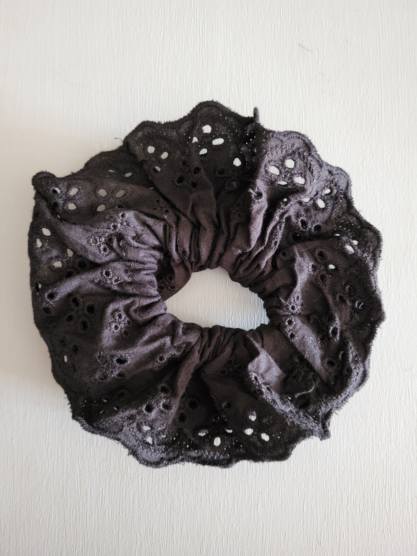 Black Layered Embroidery Anglaise Hair Scrunchie