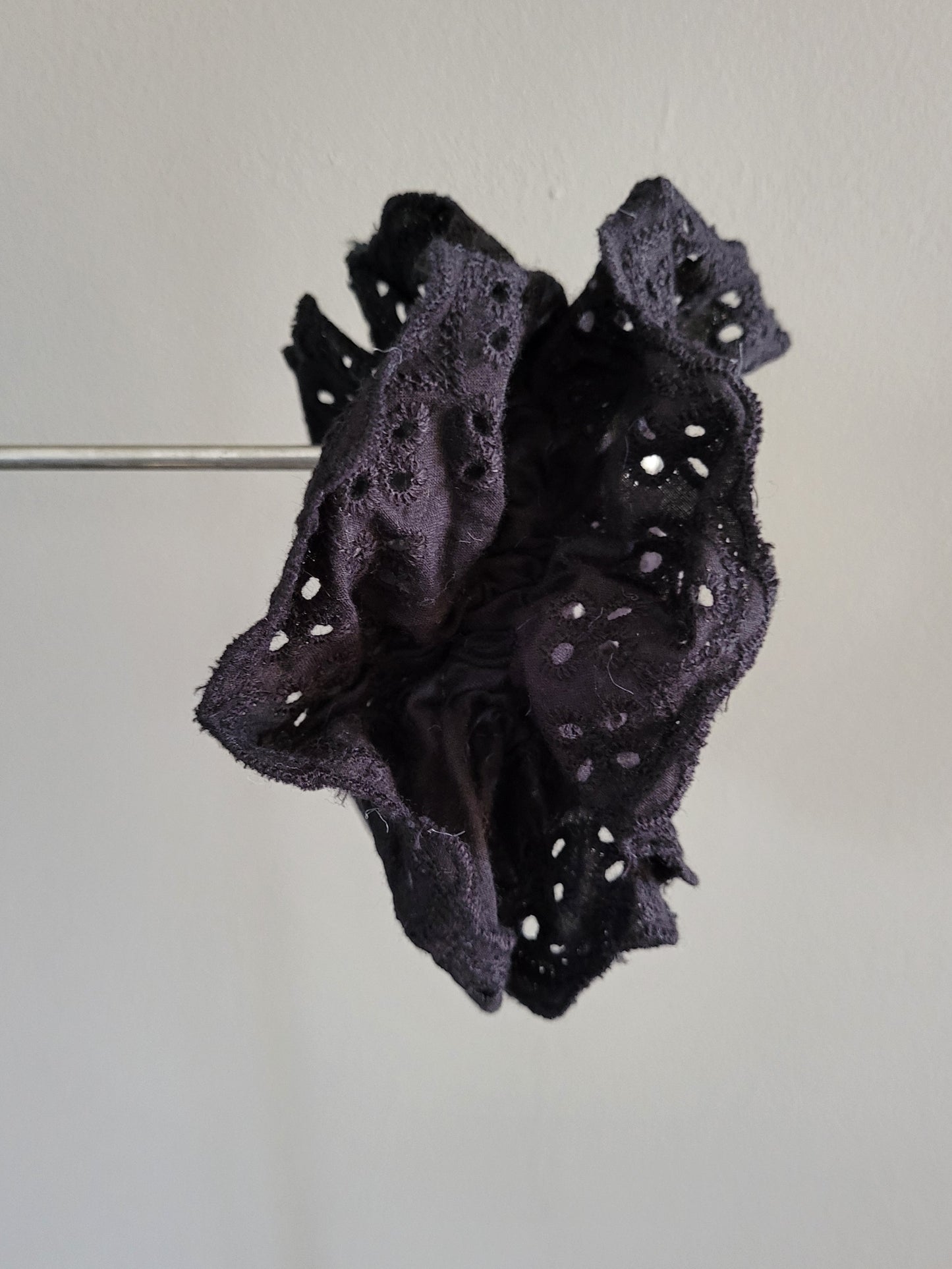 Black Layered Embroidery Anglaise Hair Scrunchie