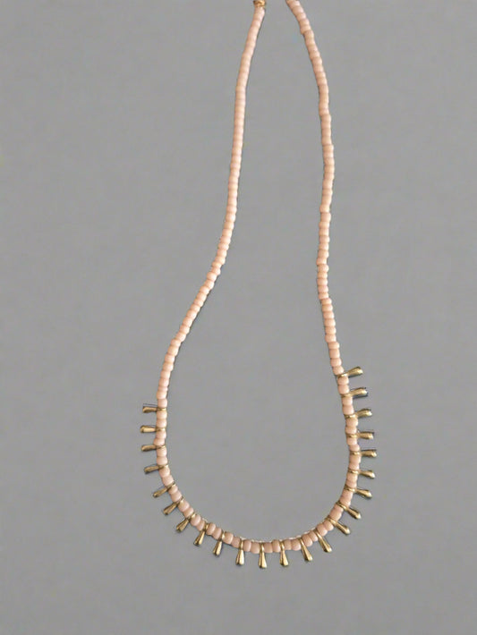 Colourful Rice Bead Necklaces With Gold Droplets