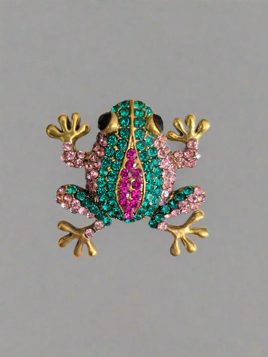 Encrusted Frog Brooch