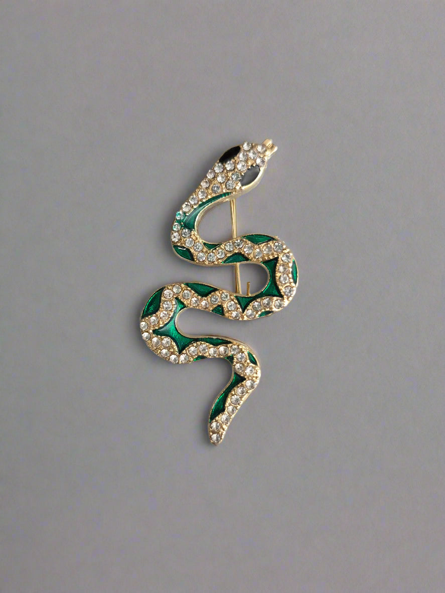 Crystal Snake Brooch