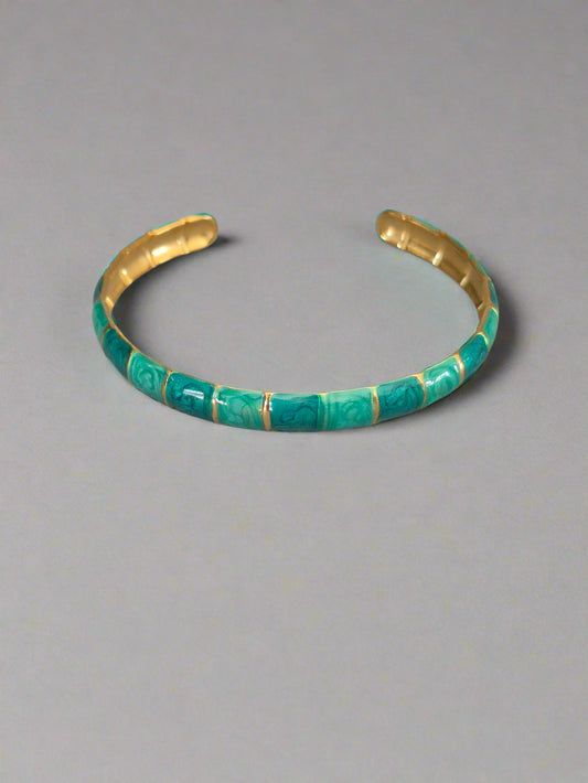 Green & Gold Enamel Bracelet