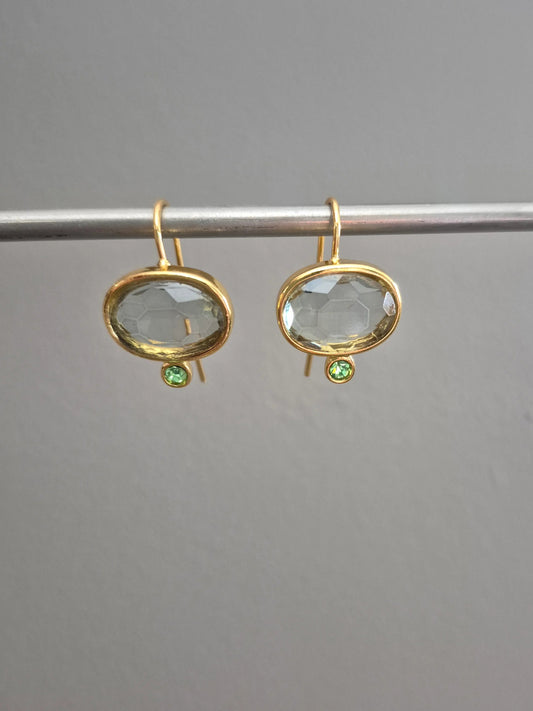 Gold & Green Drop Earrings