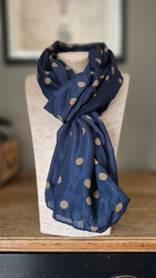 Navy Polka Dot Scarf
