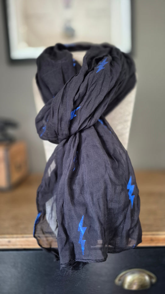 Black Scarf With Lightning Bolts