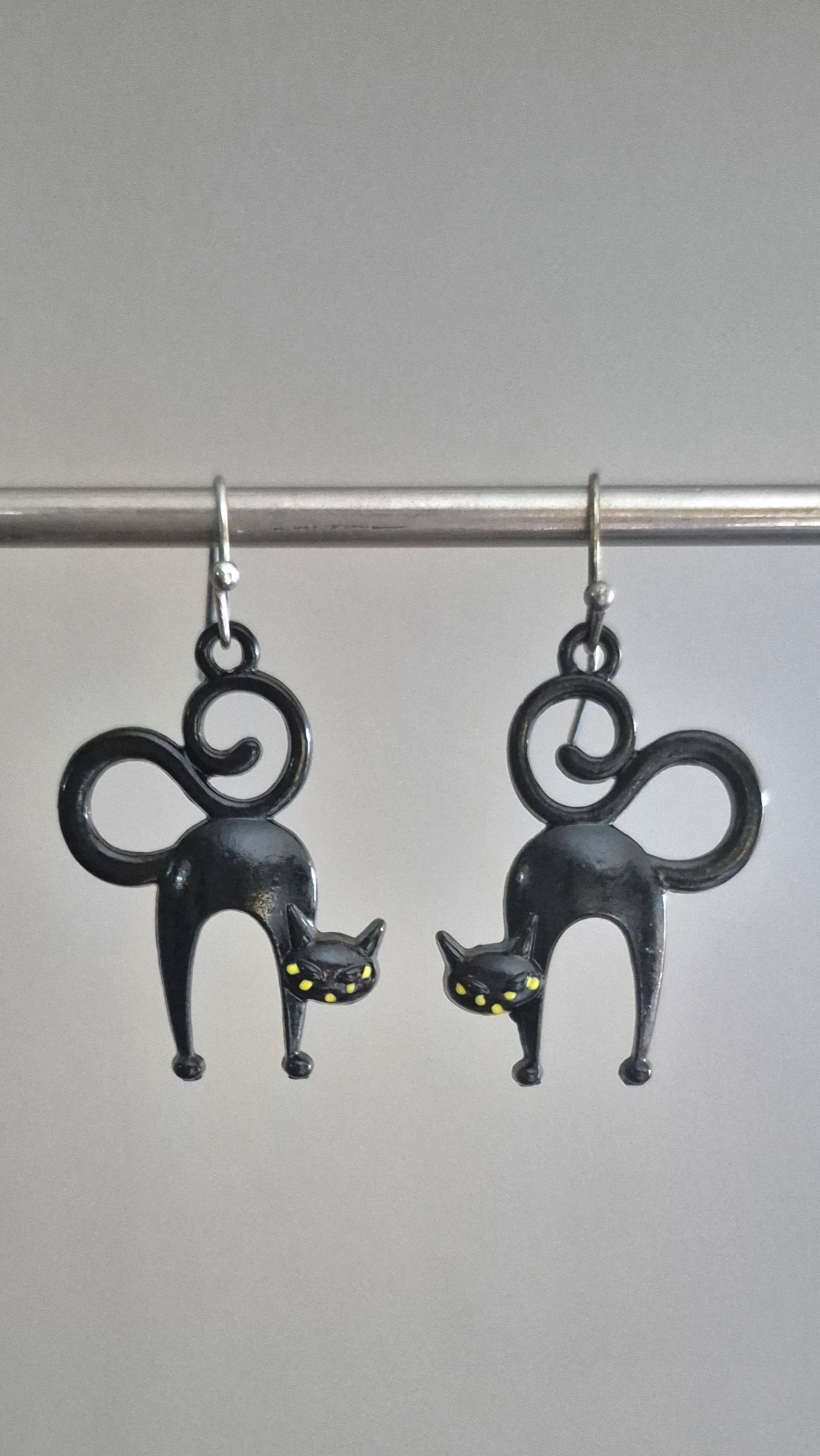 Black Cat Drop Earrings