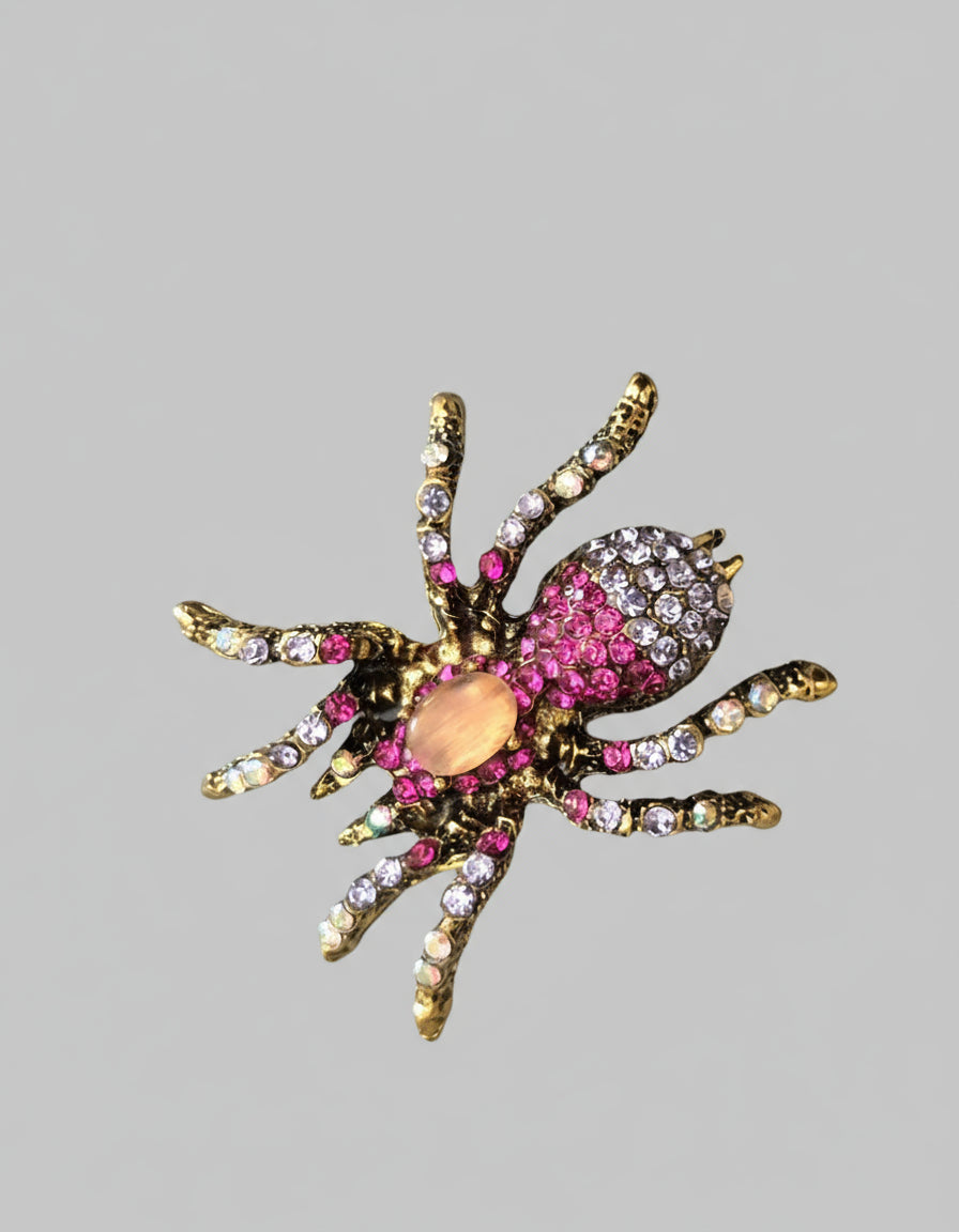 Crystal Spider Brooch