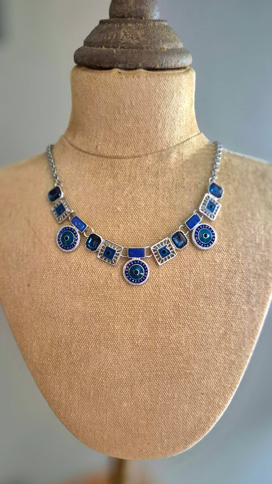 Stainless Steel Chain Necklace: Blue