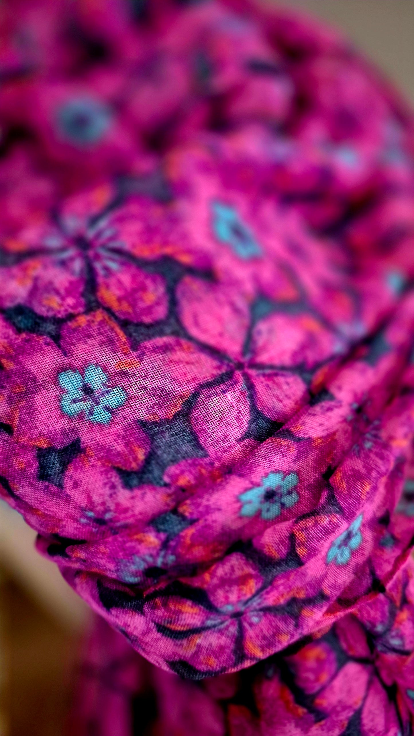 Hot Pink & Turquoise Floral Scarf