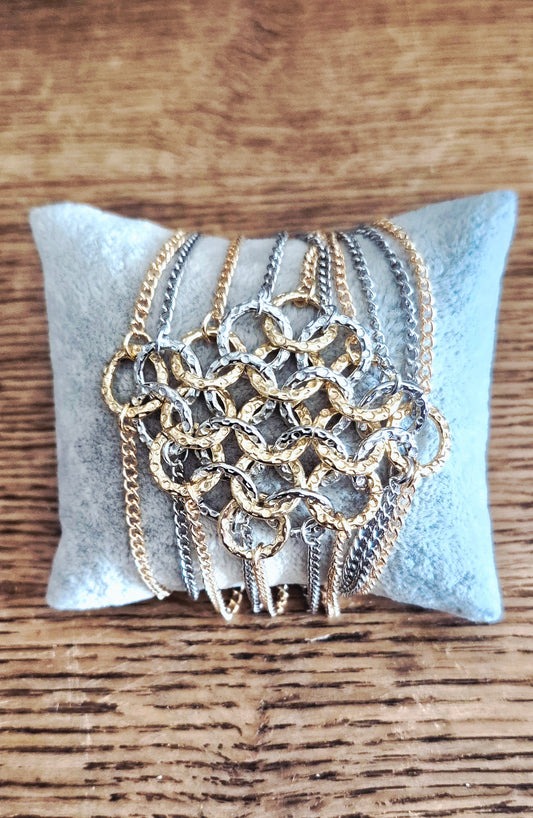 Multi Chain Silver & Gold Bracelet
