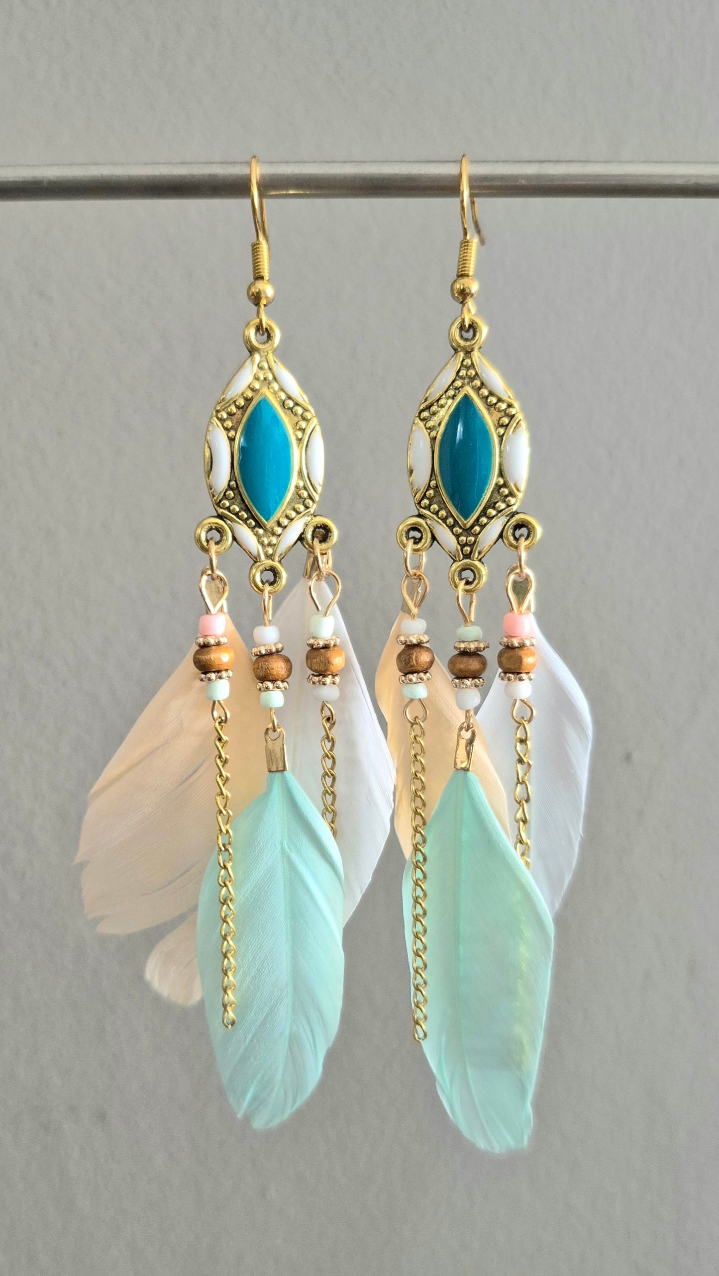 Fabulous Feather Drop Earrings - Pastels