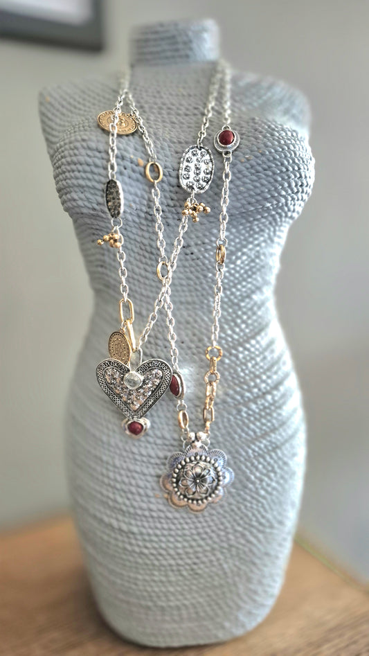 Chunky Layered chain Pendant Necklaces