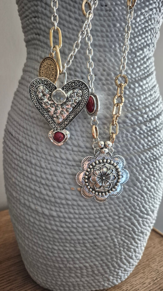 Chunky Layered chain Pendant Necklaces