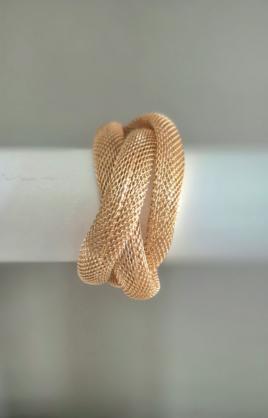 Gold Mesh Twisted Cuff Bangle