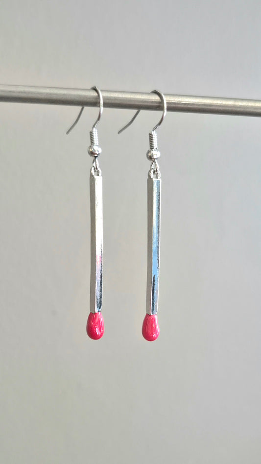 Silver Matchstick Drop Earrings