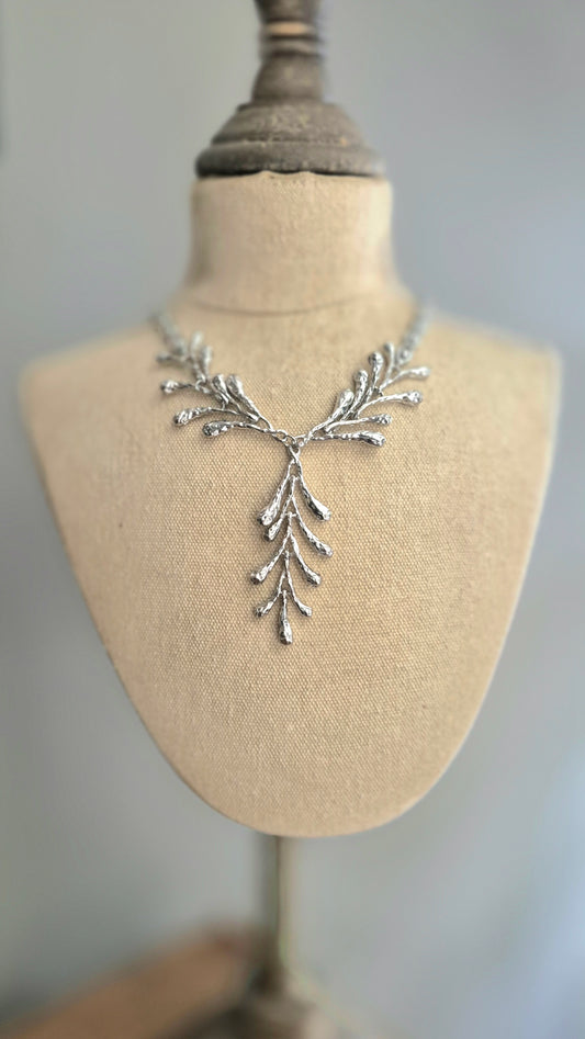Silver Leaf Y Shaped Necklace