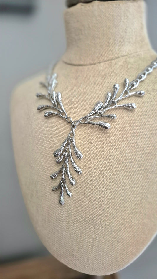 Silver Leaf Y Shaped Necklace
