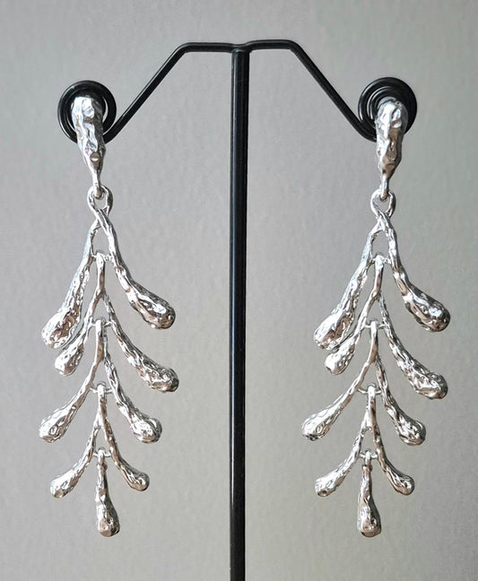 Silver Leaf Drop Earrings