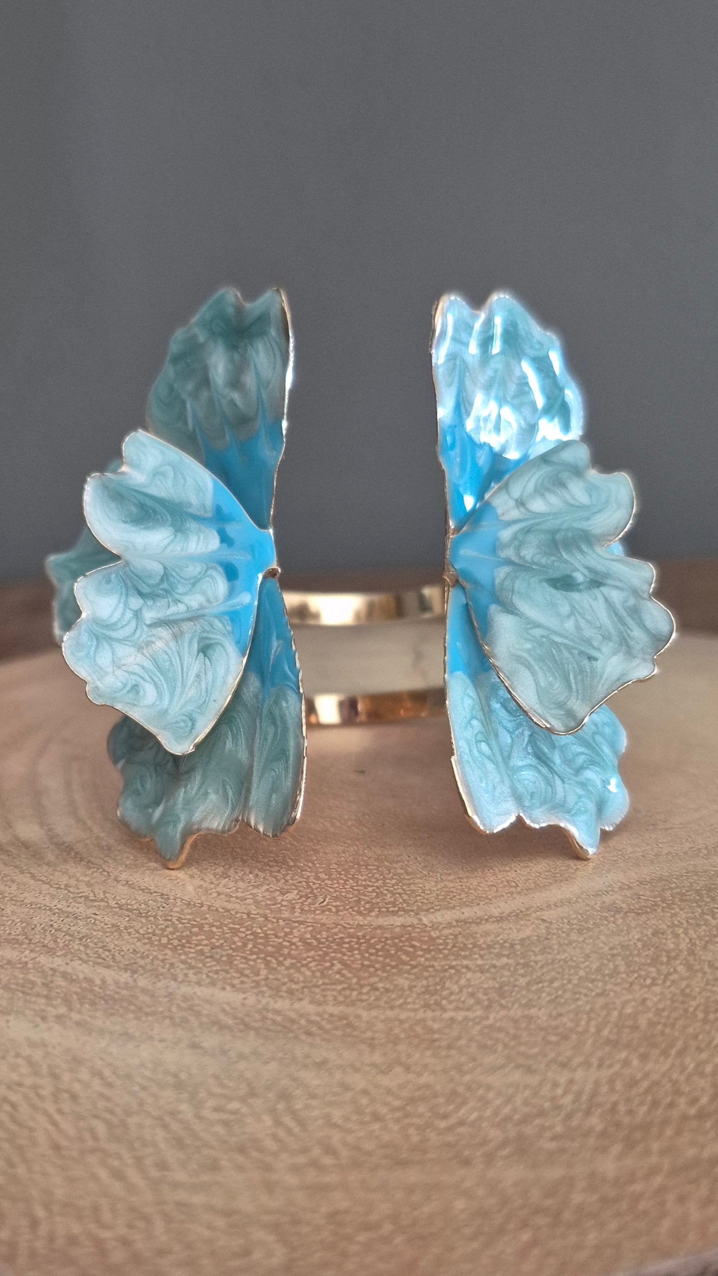 Aqua Coloured Large Flower Cuff Bracelet