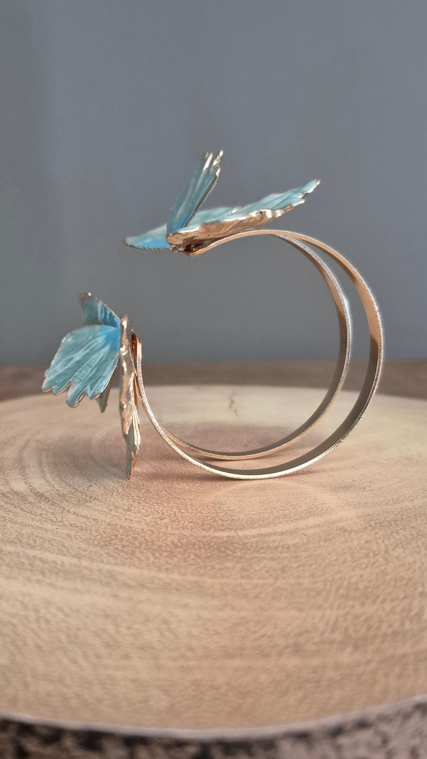 Aqua Coloured Large Flower Cuff Bracelet