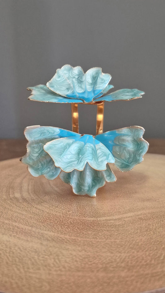Aqua Coloured Large Flower Cuff Bracelet