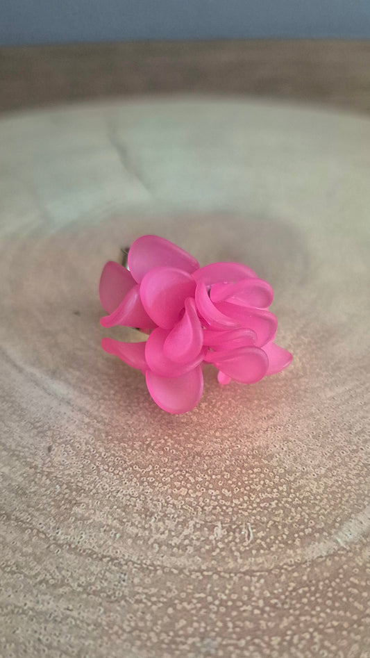 Hot Pink Acrylic Flower Adjustable Ring