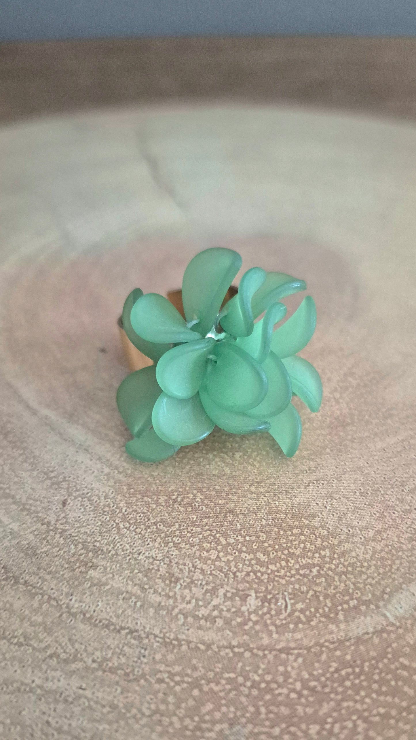 Green Acrylic Flower Adjustable Ring