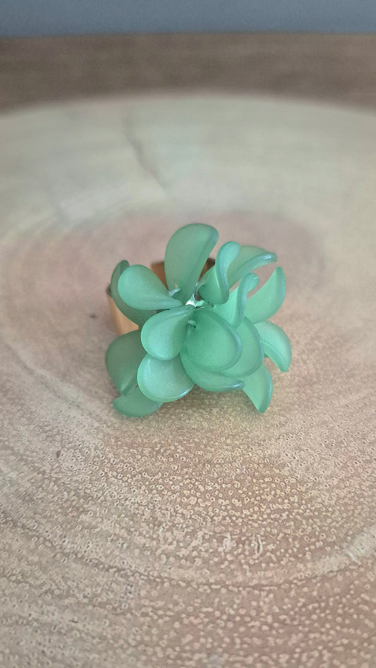 Green Acrylic Flower Adjustable Ring