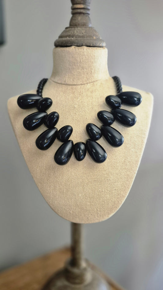 Black Chunky Beaded Necklace