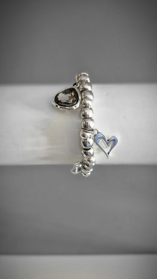 Silver Elasticated Bracelet  With Charms