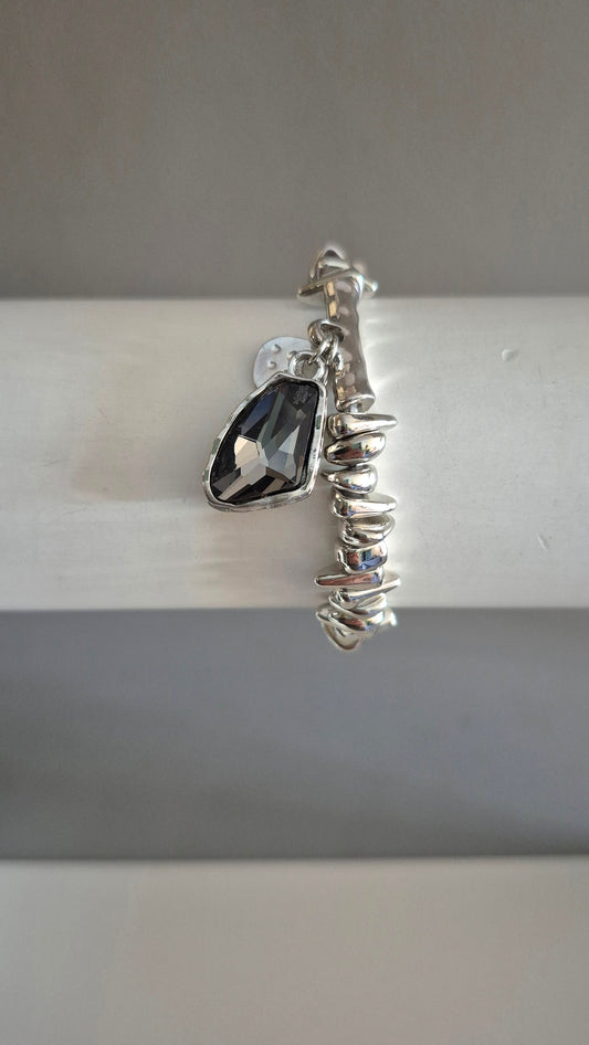 Silver Elasticated Bracelet  With Charms