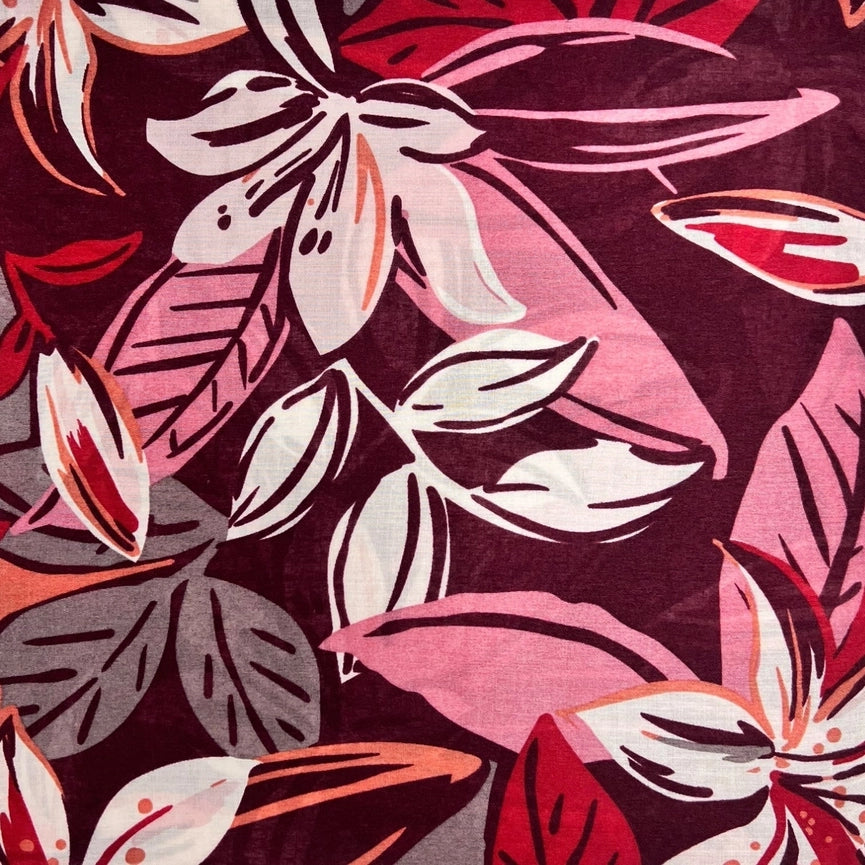 Pink Lily Printed Autumn Theme Scarf