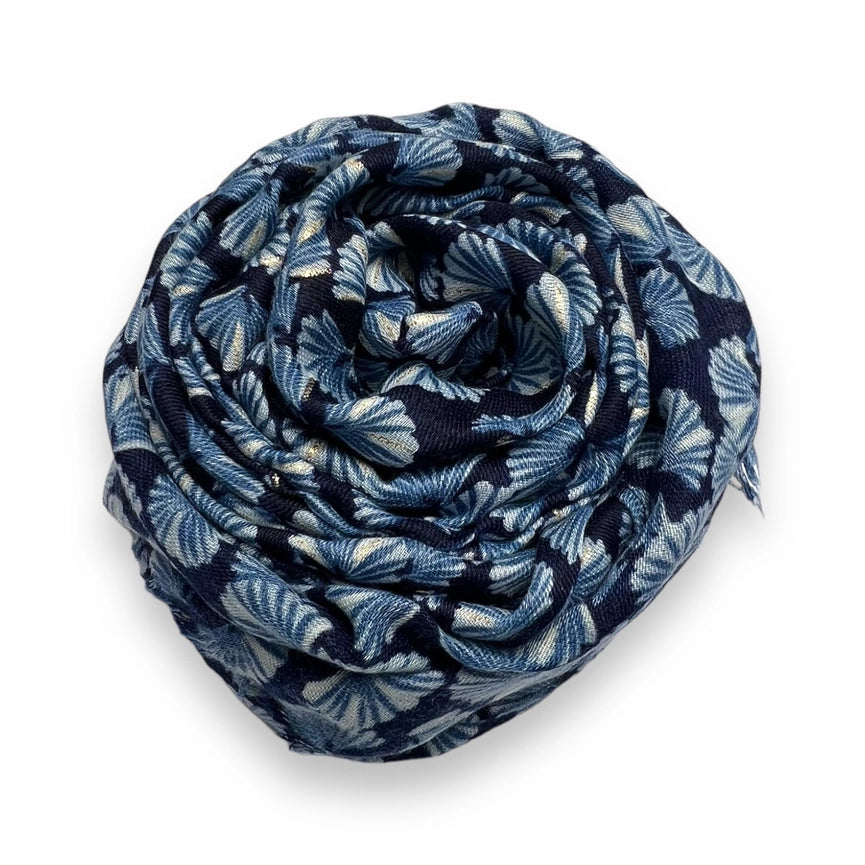 Mini Shells Print Scarf Navy