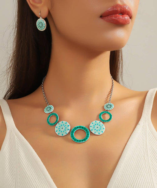 Aqua & Green Circle Necklace