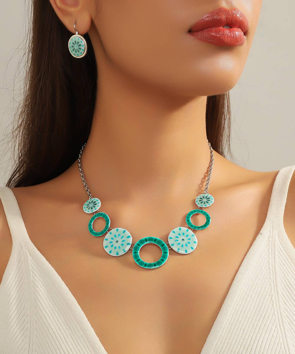 Aqua Green Disc Earrings
