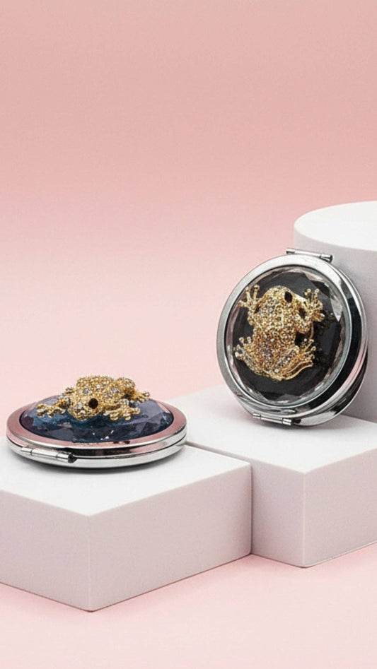 Crystal Frog Compact Mirror & Gift Box: Blue