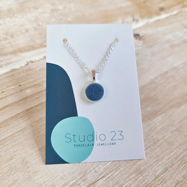 Blue Opal Circle Pendant Necklace