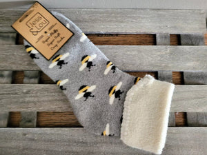 Beautiful Bees Super Cosy Cuff Socks - Light Grey