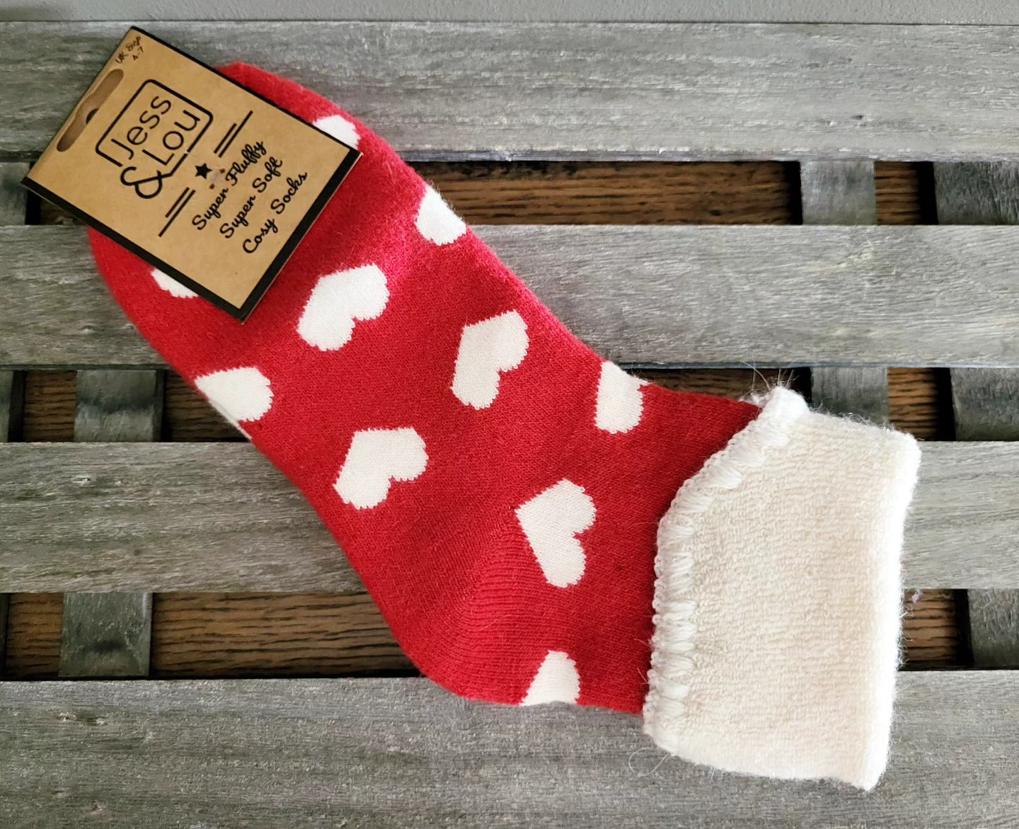 Red Love Heart Cosy Cuff Socks