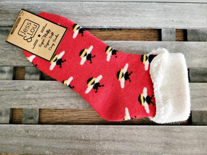 Beautiful Bees Super Cosy Cuff Socks - Red