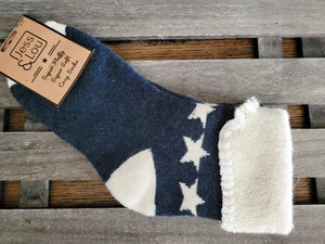 Star Navy Super Cosy Cuff Socks
