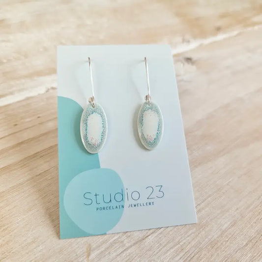 Oval Drop Earrings - Frost Blue