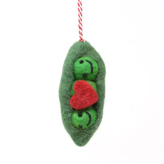 Felt 2 Peas in A Pod Christmas Ornament - 100% Wool