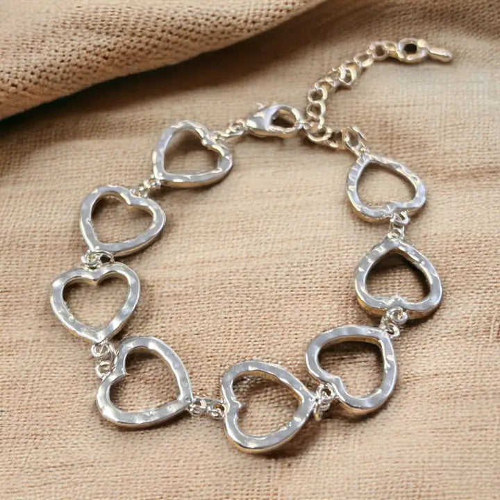 Linked Hollow Heart Bracelet