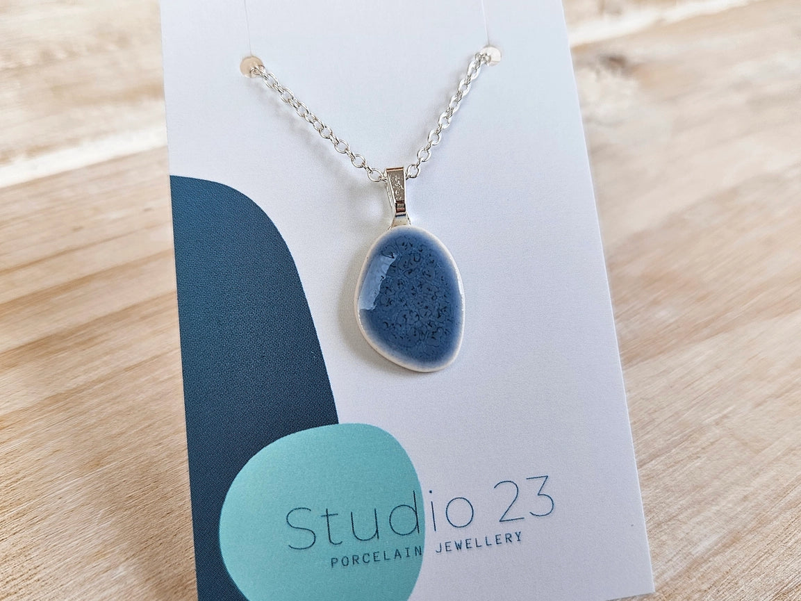 Blue Opal Pebble Pendant Necklace