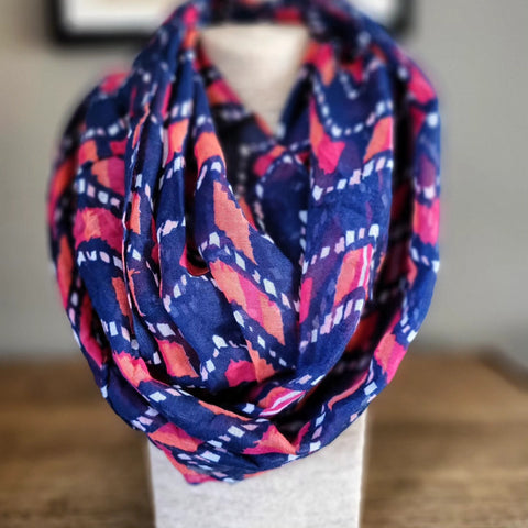 Navy & Red Infinity Scarf