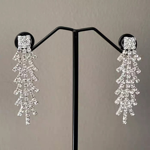 Feathered Crystal Statement Necklace & Earring Set